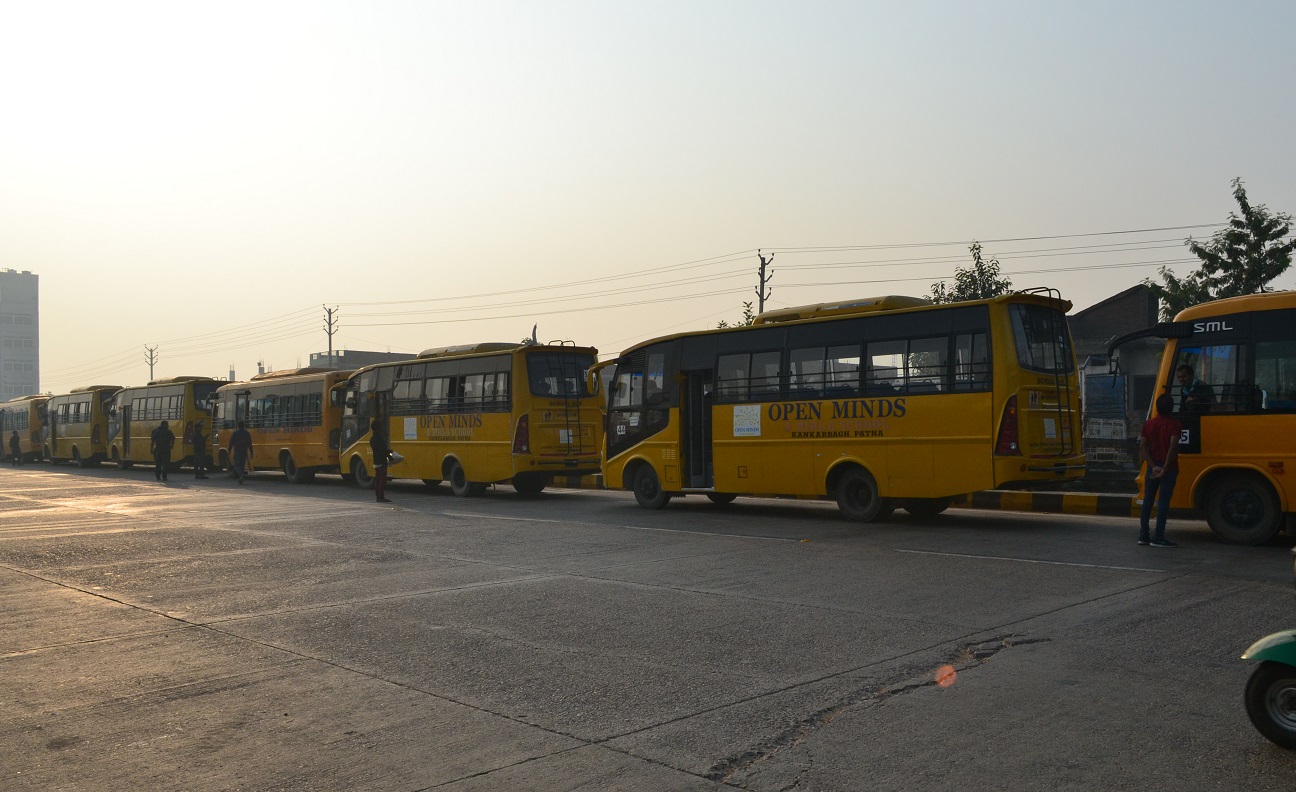 Open minds kankarbagh patna school trip bus