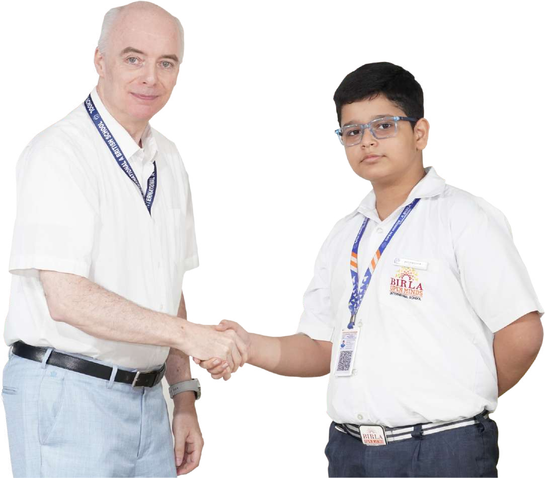Principal Congratulating Senior Prefect
