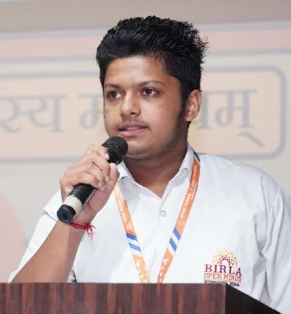 Student Orator delivering Sanskrit address