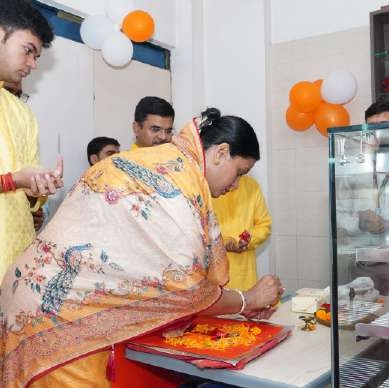 Offering prayers and flower petals